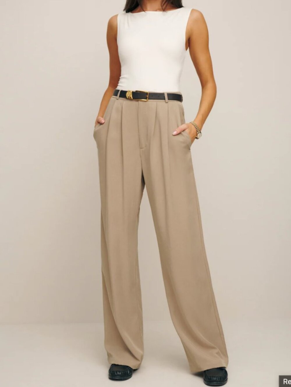 Reformation Mason Pants Tan Khaki Color